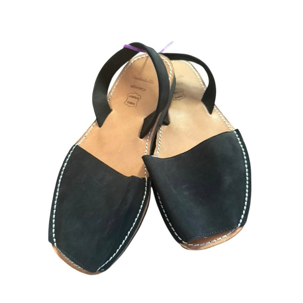 NWOB Ciutadella Menorca Black Leather Avarca Sandals EU 41